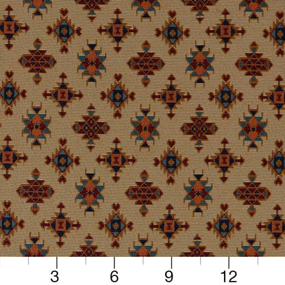 D2013 Global,Small Scale,Southwestern Parchment Orange & Rust Charlotte Fabrics