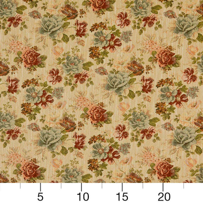 D2042 Floral Garden Orange & Rust Charlotte Fabrics