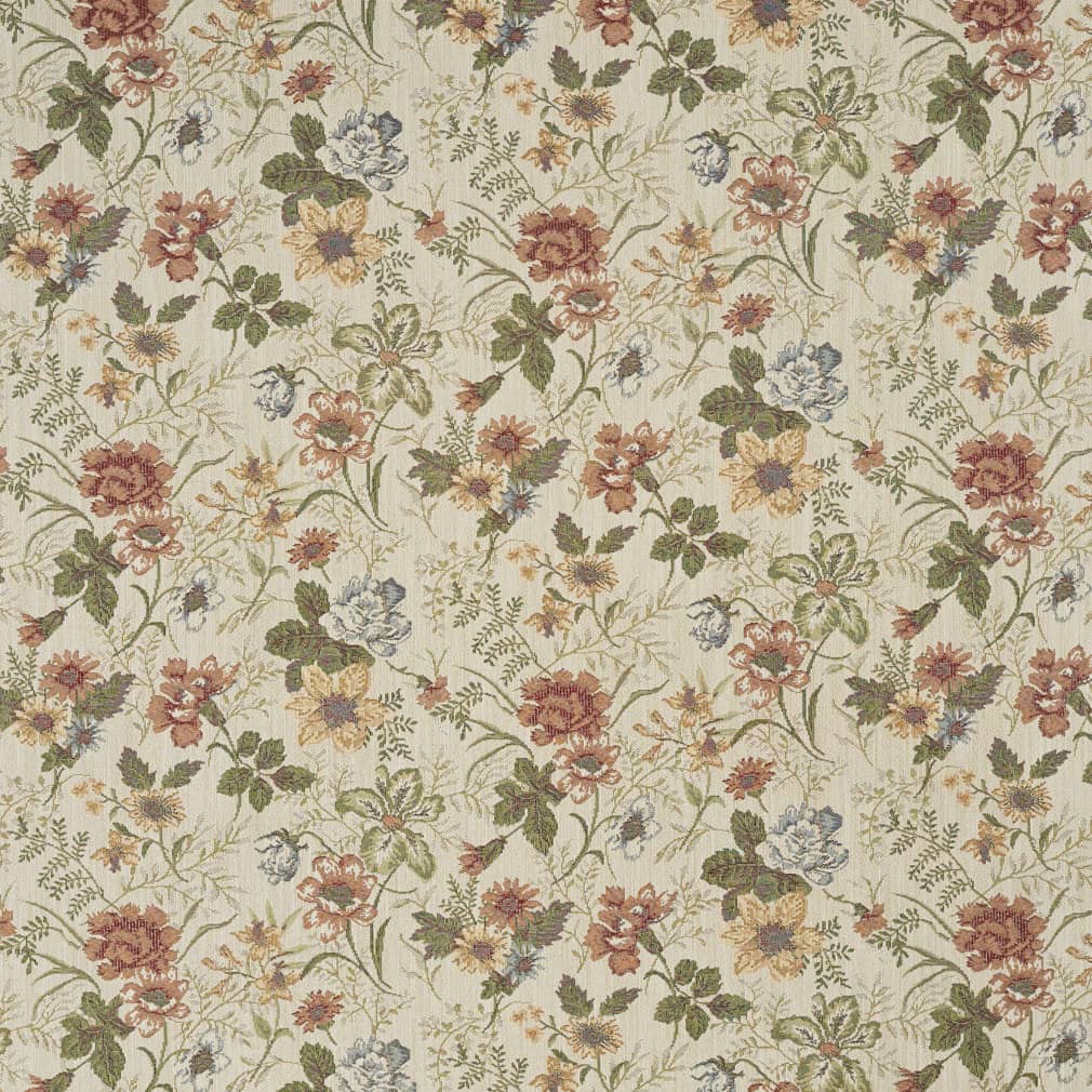 D2043 Floral Fern Coral & Peach Charlotte Fabrics