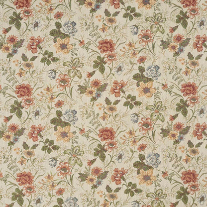 D2043 Floral Fern Coral & Peach Charlotte Fabrics