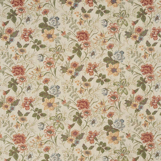 D2043 Floral Fern Coral & Peach Charlotte Fabrics