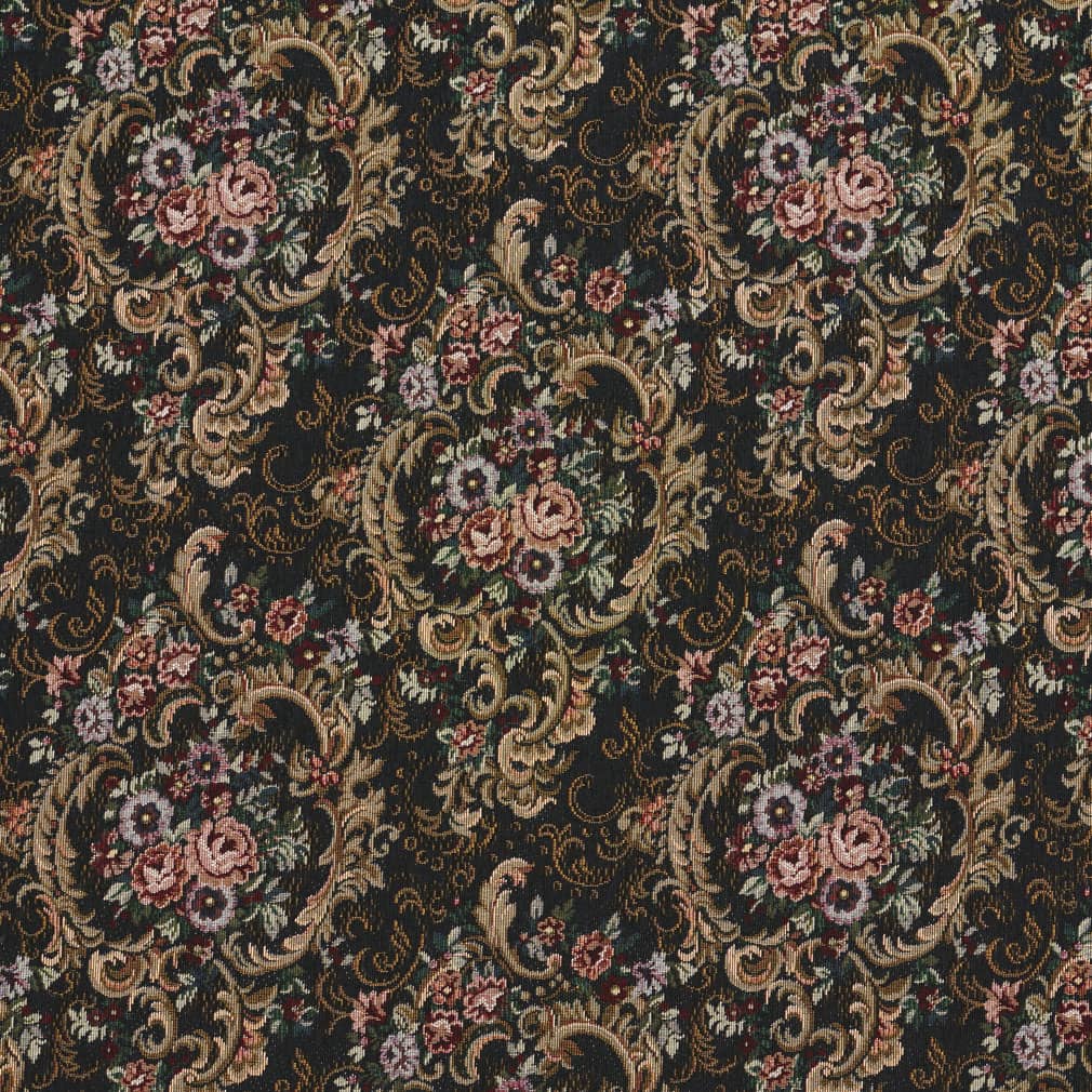 D2045 Floral Isabella Black Charlotte Fabrics