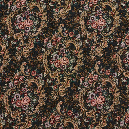 D2045 Floral Isabella Black Charlotte Fabrics