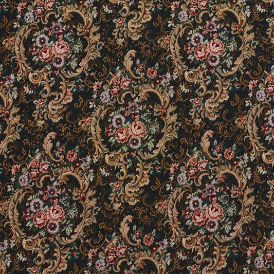 D2045 Floral Isabella Black Charlotte Fabrics