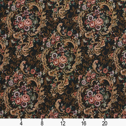 D2045 Floral Isabella Black Charlotte Fabrics