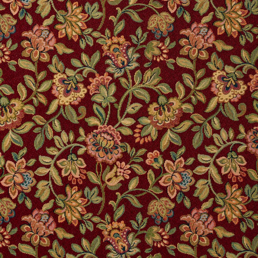 D2048 Floral Wine Red & Burgundy Charlotte Fabrics