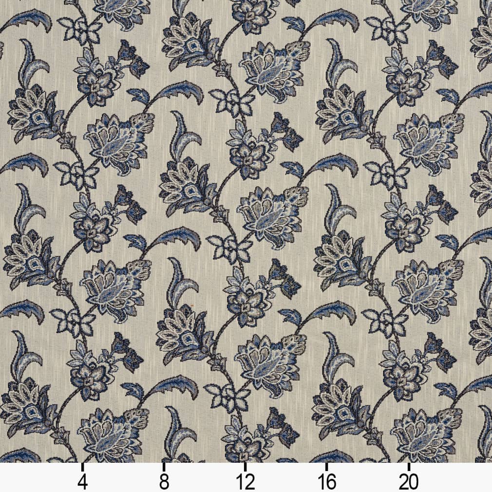 D2051 Floral Persian Blue Blue Charlotte Fabrics