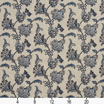 D2051 Floral Persian Blue Blue Charlotte Fabrics