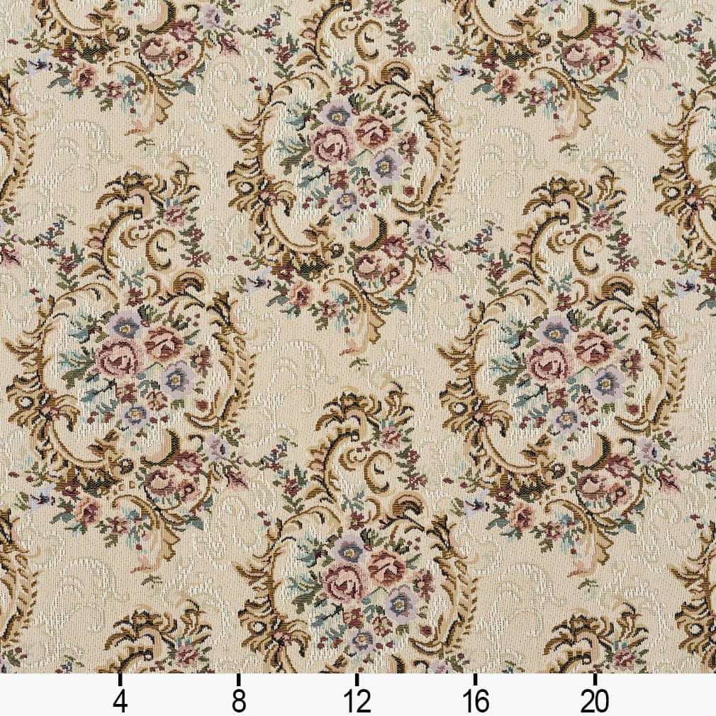 D2052 Floral Victoria Gold & Yellow,Pink Charlotte Fabrics