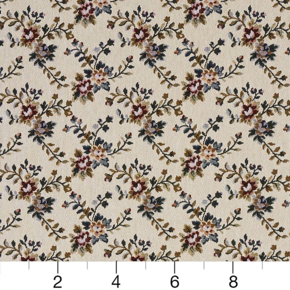 D2054 Floral Praline Red & Burgundy Charlotte Fabrics