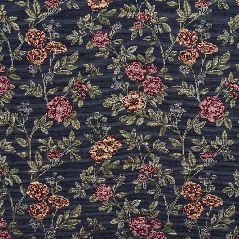 D2058 Floral Navy Bouquet Blue Charlotte Fabrics