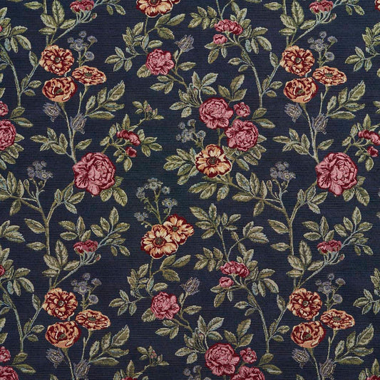D2058 Floral Navy Bouquet Blue Charlotte Fabrics