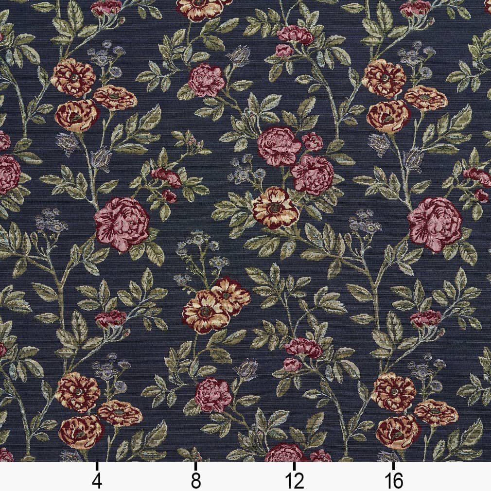 D2058 Floral Navy Bouquet Blue Charlotte Fabrics
