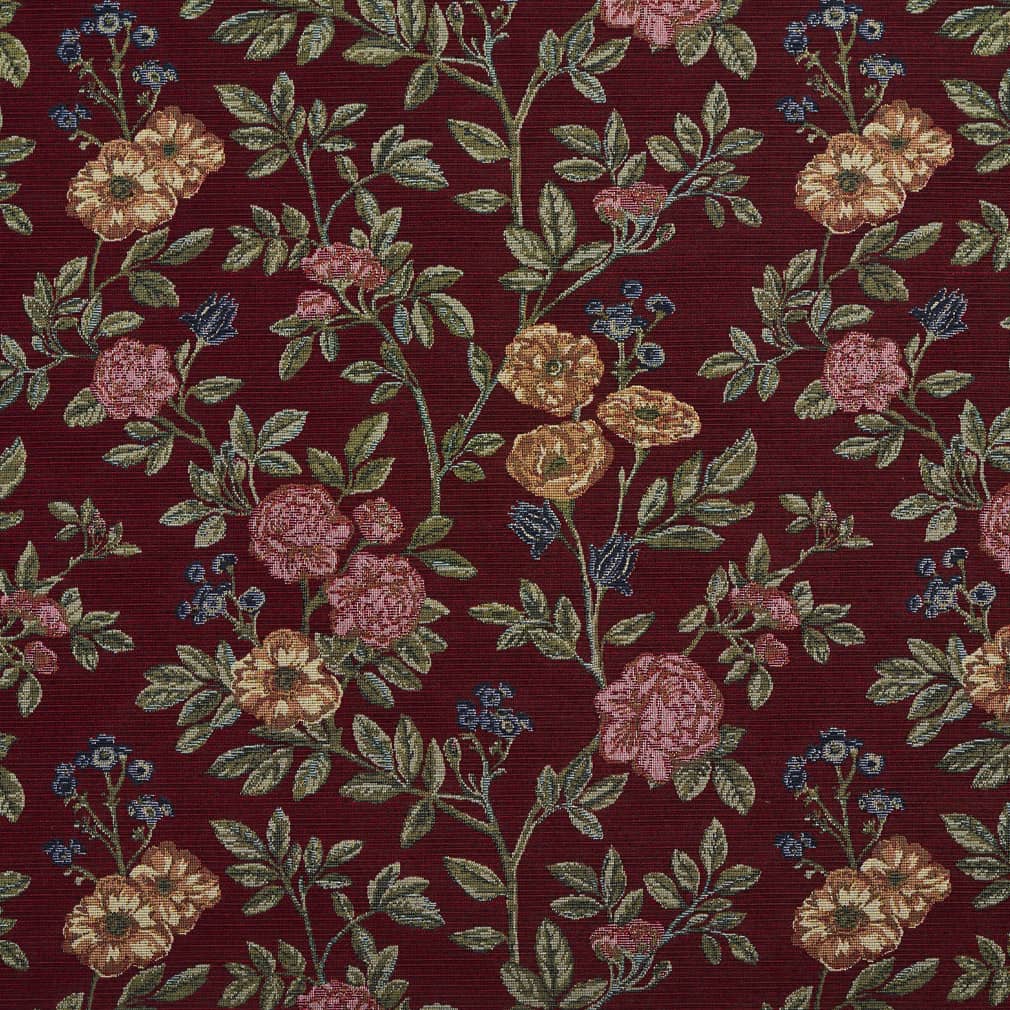 D2059 Floral Merlot Bouquet Red & Burgundy Charlotte Fabrics