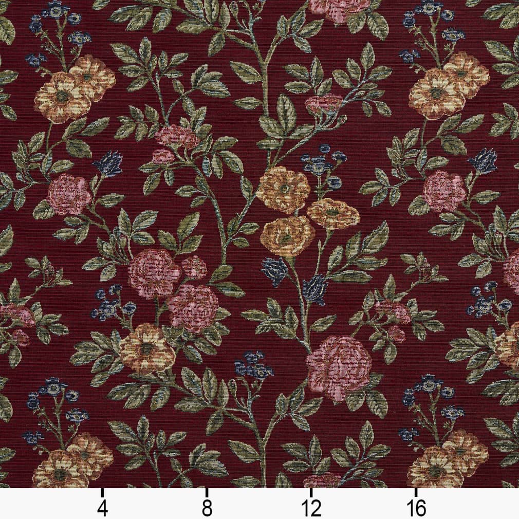 D2059 Floral Merlot Bouquet Red & Burgundy Charlotte Fabrics