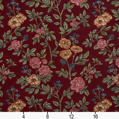 D2059 Floral Merlot Bouquet Red & Burgundy Charlotte Fabrics