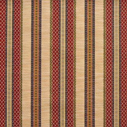 D2060 Stripe Ecru Stripe Red & Burgundy Charlotte Fabrics