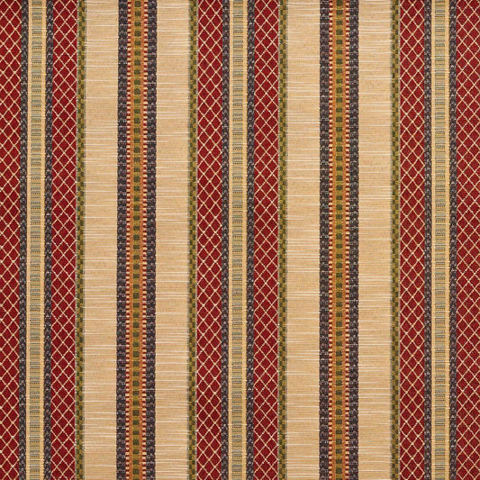 D2060 Stripe Ecru Stripe Red & Burgundy Charlotte Fabrics