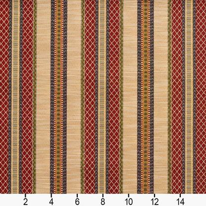 D2060 Stripe Ecru Stripe Red & Burgundy Charlotte Fabrics