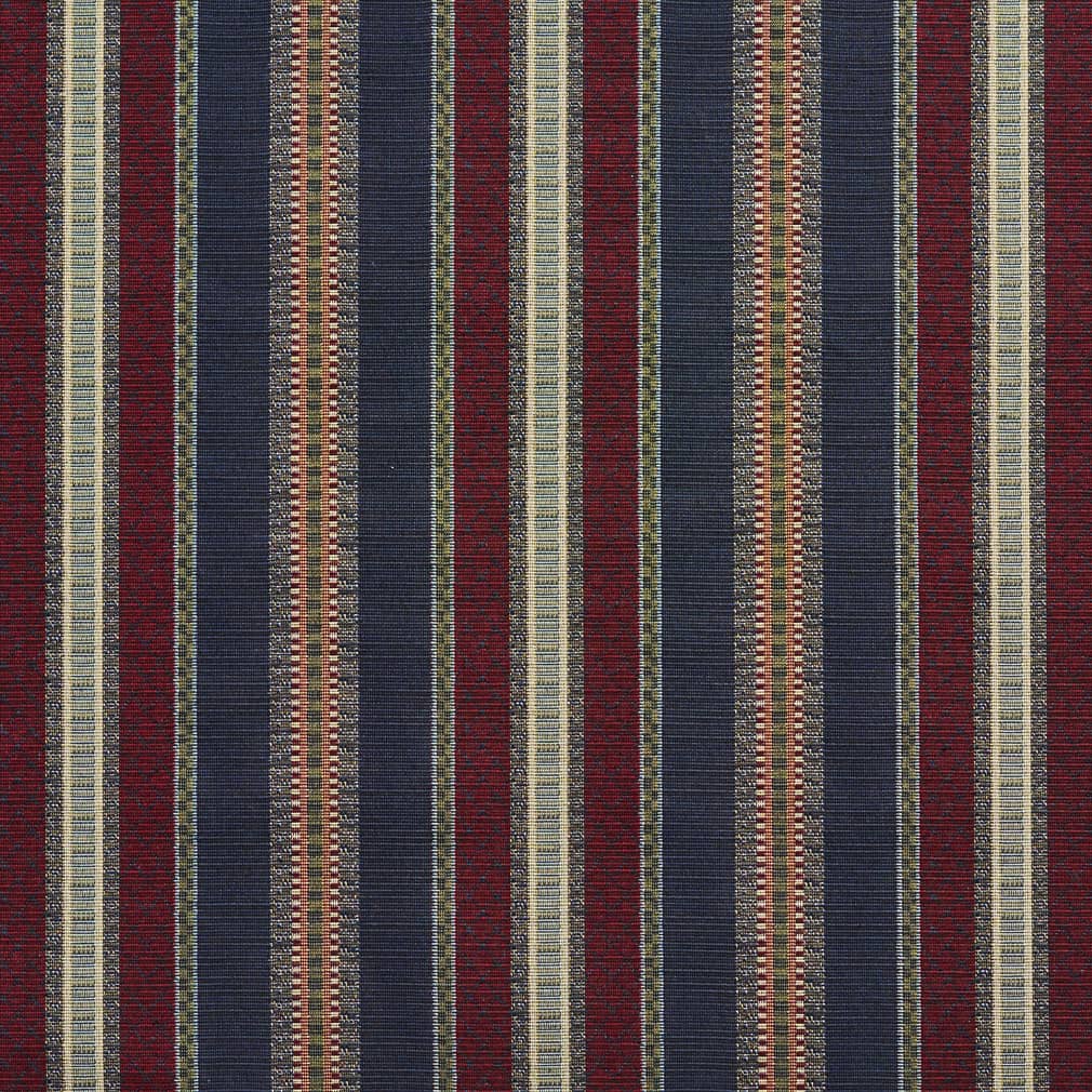 D2061 Stripe Navy Stripe Blue,Red & Burgundy Charlotte Fabrics