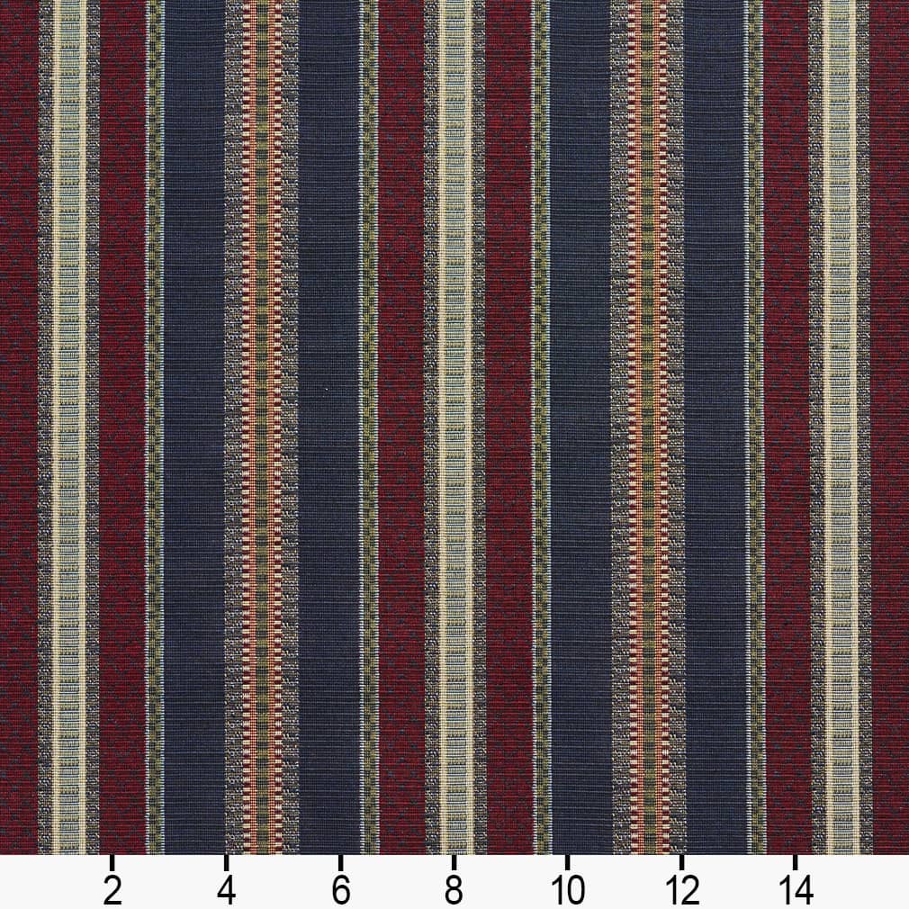 D2061 Stripe Navy Stripe Blue,Red & Burgundy Charlotte Fabrics