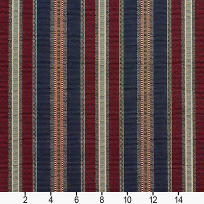 D2061 Stripe Navy Stripe Blue,Red & Burgundy Charlotte Fabrics