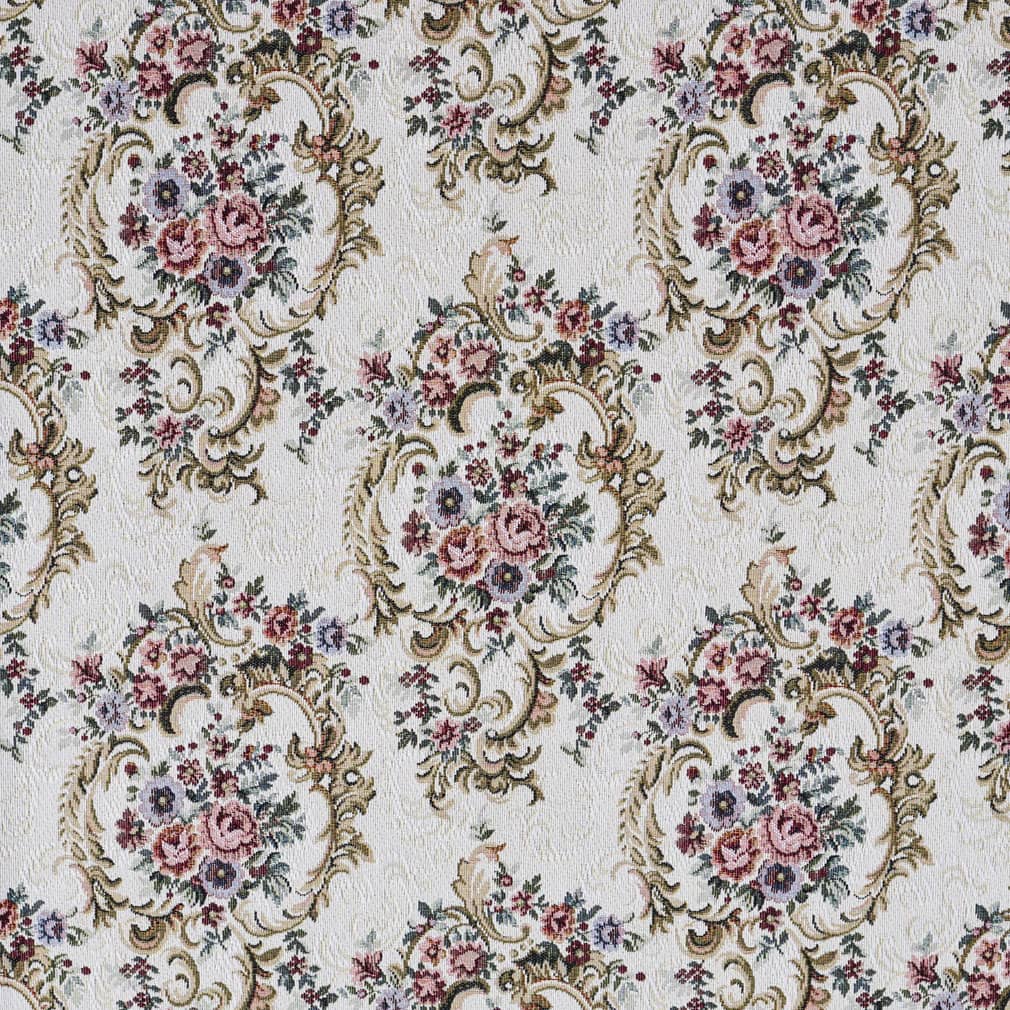 D2064 Floral Ivory Gold & Yellow,Pink Charlotte Fabrics