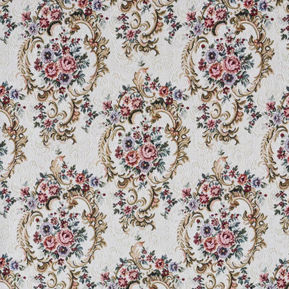 D2064 Floral Ivory Gold & Yellow,Pink Charlotte Fabrics