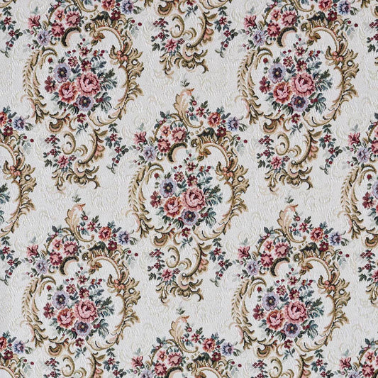 D2064 Floral Ivory Gold & Yellow,Pink Charlotte Fabrics