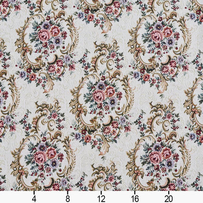 D2064 Floral Ivory Gold & Yellow,Pink Charlotte Fabrics