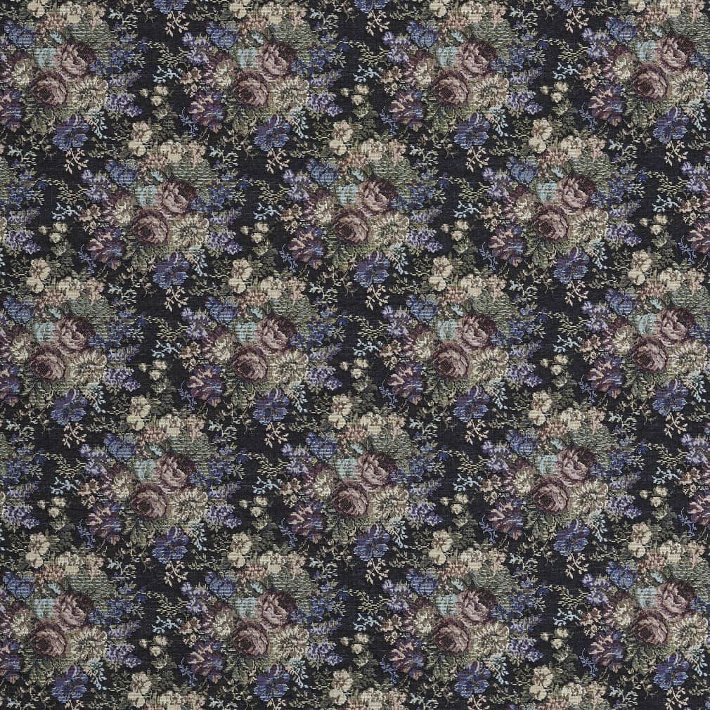 D2066 Floral Ebony Rose Black,Purple Charlotte Fabrics