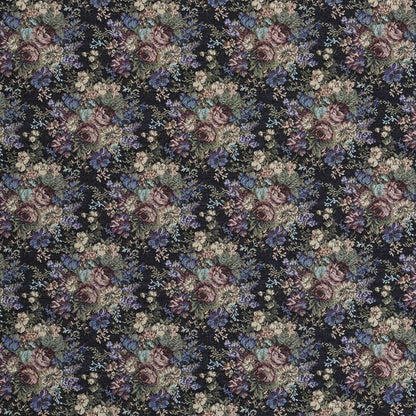 D2066 Floral Ebony Rose Black,Purple Charlotte Fabrics