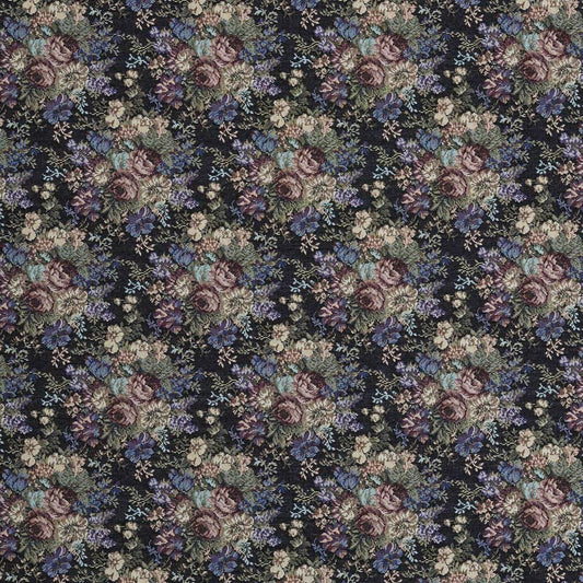 D2066 Floral Ebony Rose Black,Purple Charlotte Fabrics