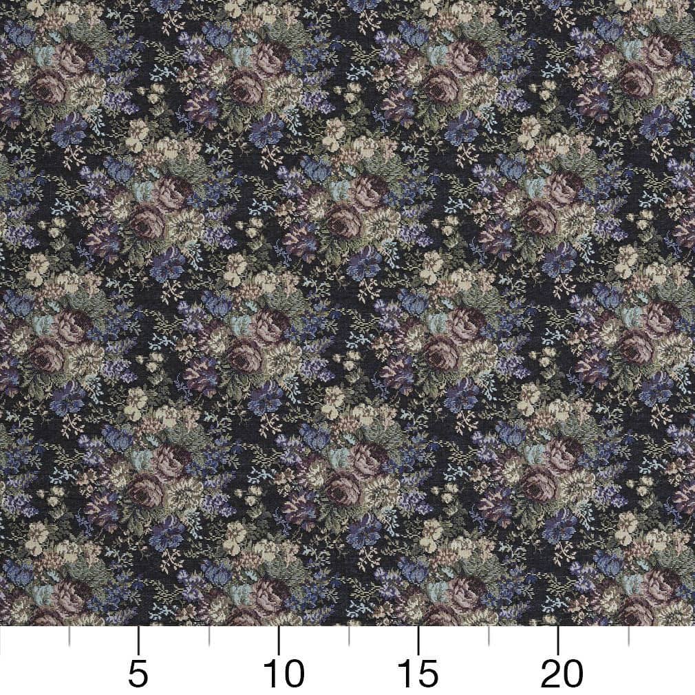 D2066 Floral Ebony Rose Black,Purple Charlotte Fabrics