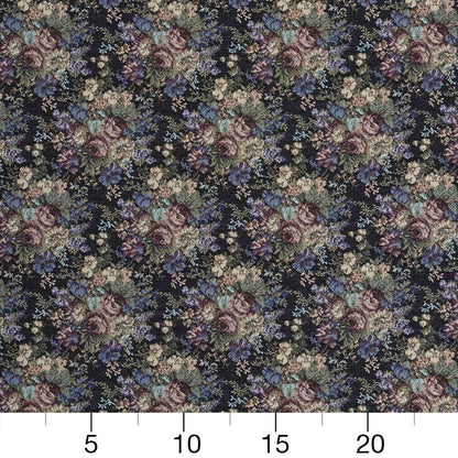 D2066 Floral Ebony Rose Black,Purple Charlotte Fabrics