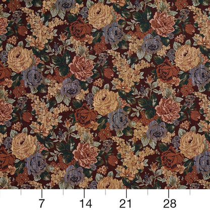 D2067 Floral Burgundy Orange & Rust Charlotte Fabrics