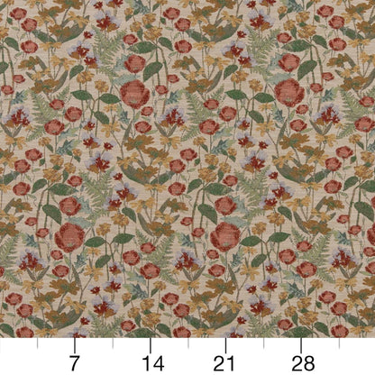 D2069 Floral,Tropical & Botanical Poppy Green,Red & Burgundy Charlotte Fabrics