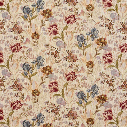D2071 Floral Fawn Blue,Red & Burgundy Charlotte Fabrics