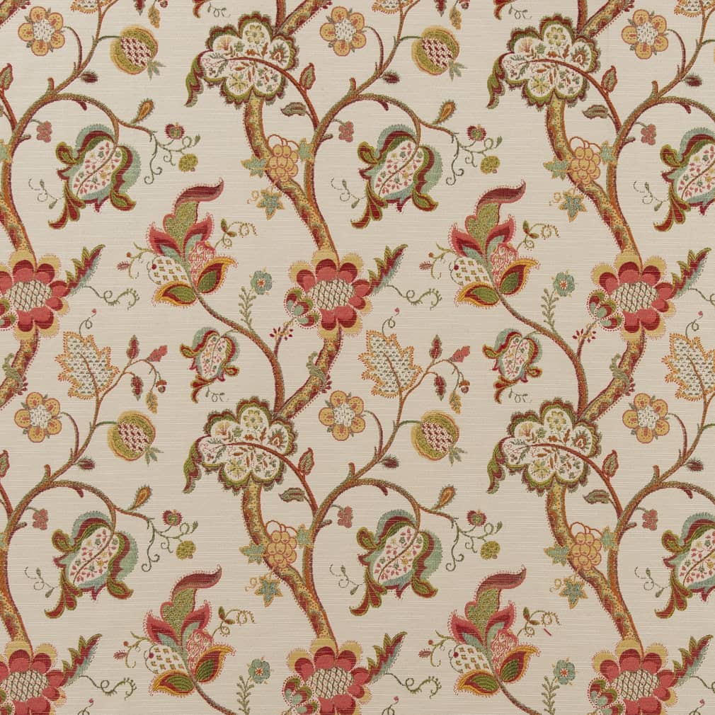 D2073 Floral Rose Coral & Peach,Orange & Rust Charlotte Fabrics