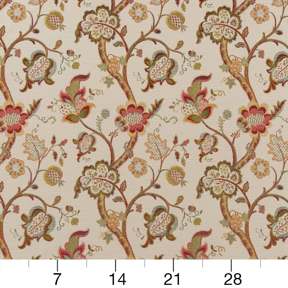D2073 Floral Rose Coral & Peach,Orange & Rust Charlotte Fabrics