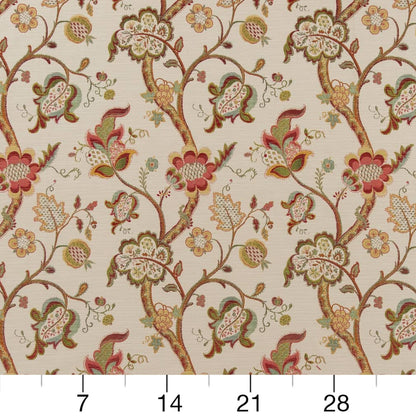 D2073 Floral Rose Coral & Peach,Orange & Rust Charlotte Fabrics