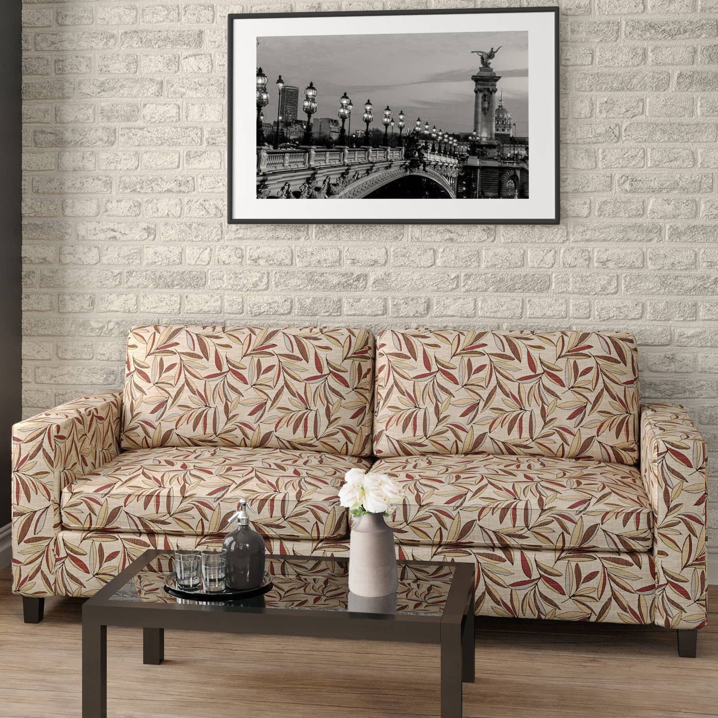 D2074 Leaves Veranda Brown,Red & Burgundy Charlotte Fabrics