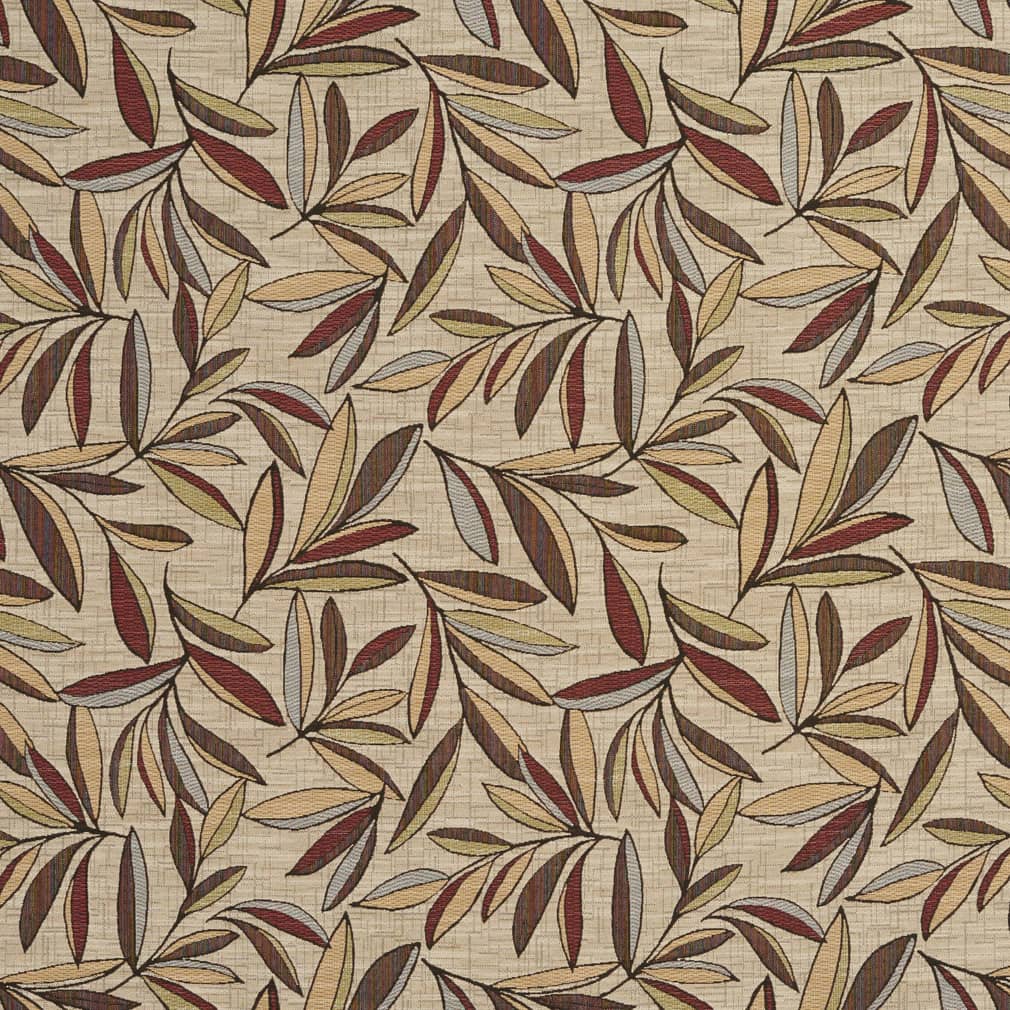 D2074 Leaves Veranda Brown,Red & Burgundy Charlotte Fabrics