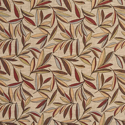 D2074 Leaves Veranda Brown,Red & Burgundy Charlotte Fabrics
