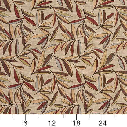 D2074 Leaves Veranda Brown,Red & Burgundy Charlotte Fabrics