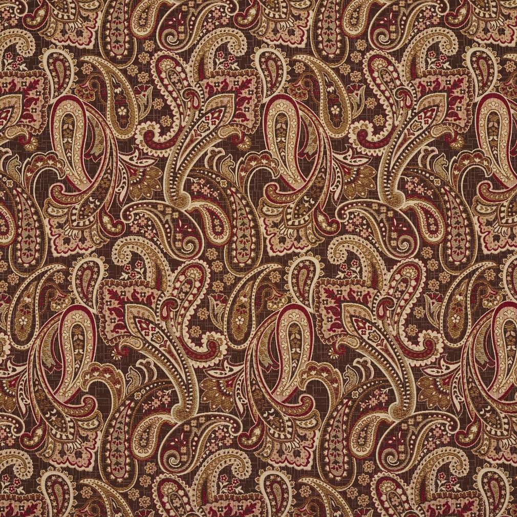 D2076 Paisley Adobe Phoenix Brown,Red & Burgundy Charlotte Fabrics