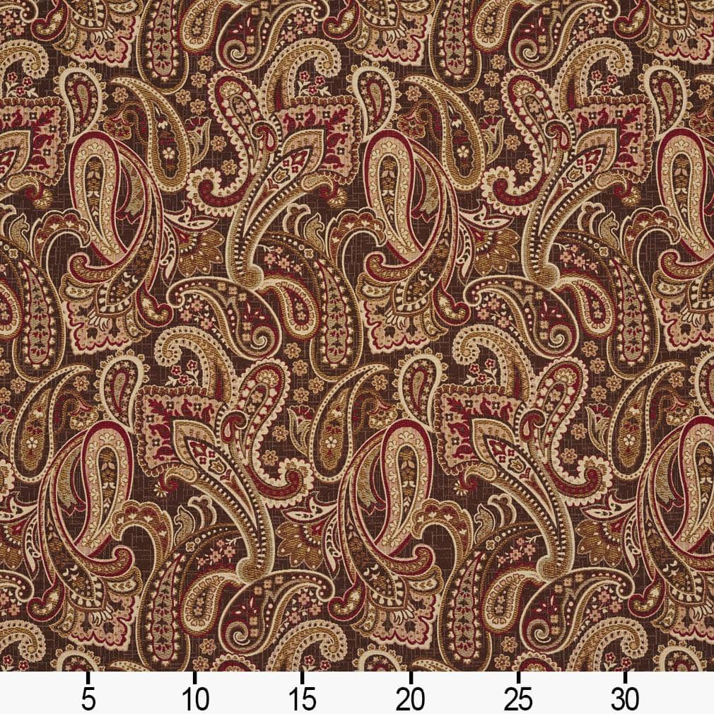 D2076 Paisley Adobe Phoenix Brown,Red & Burgundy Charlotte Fabrics