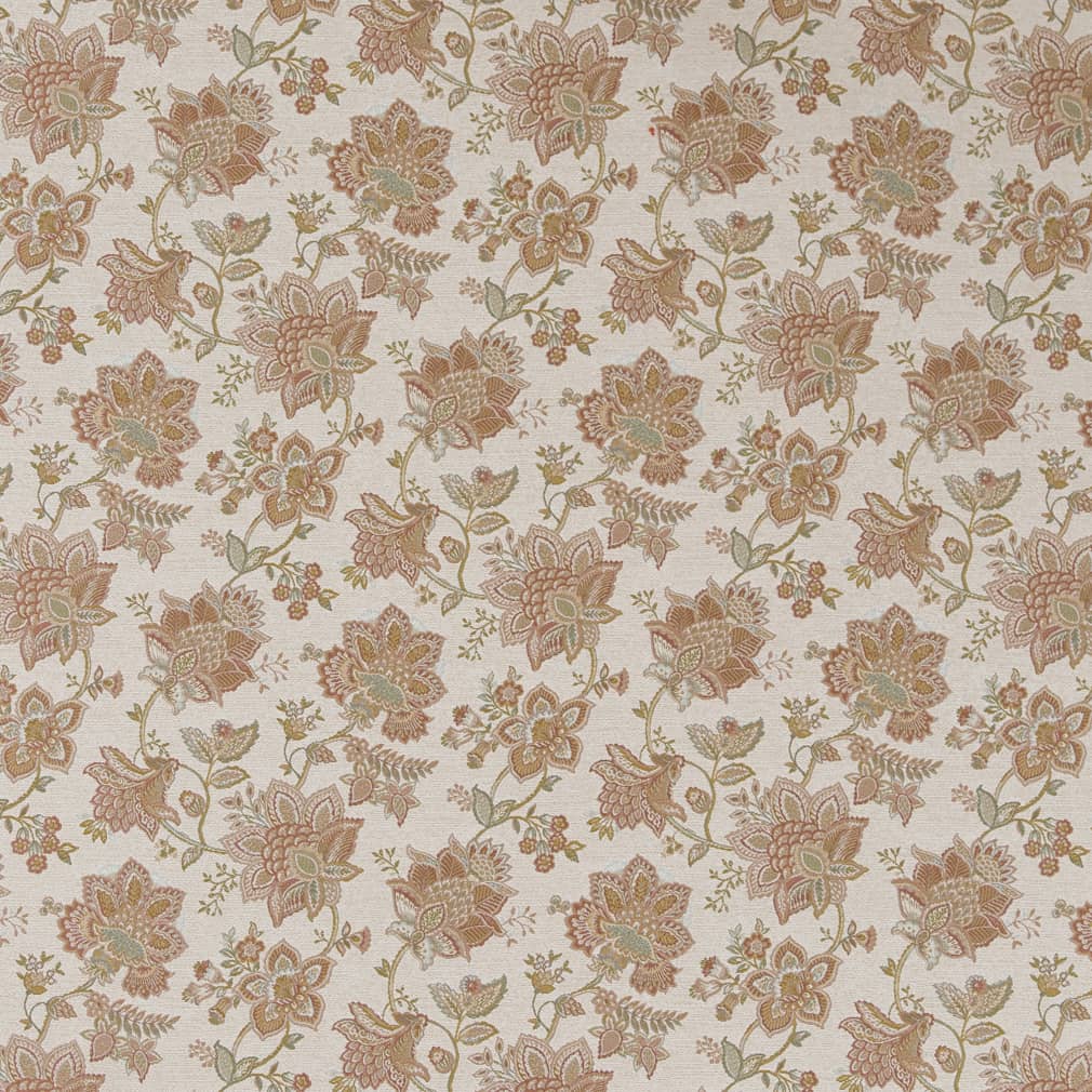 D2077 Floral Prairie Coral & Peach Charlotte Fabrics