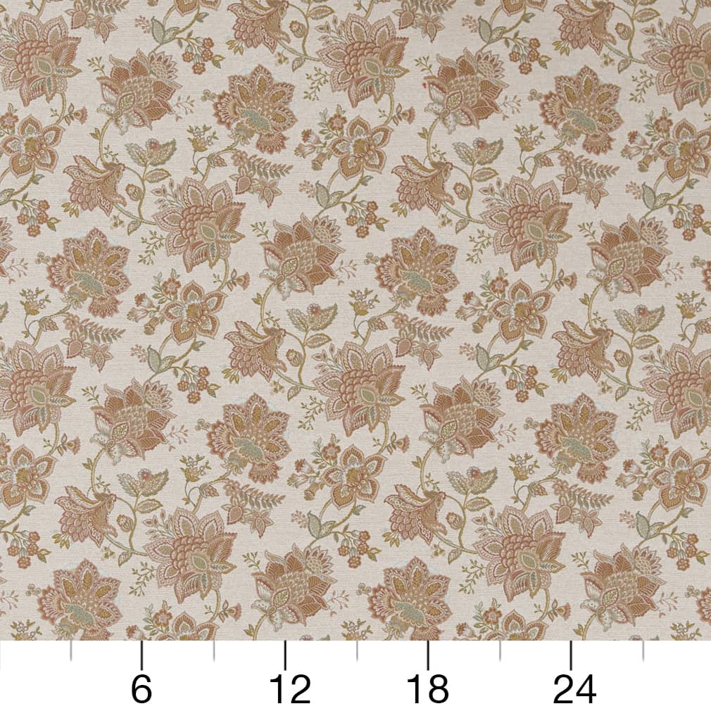 D2077 Floral Prairie Coral & Peach Charlotte Fabrics