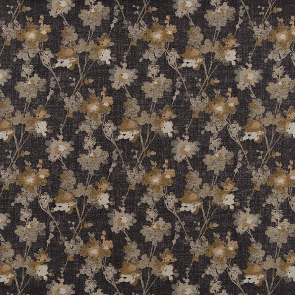 D2082 Floral Charcoal Grey & Silver Charlotte Fabrics